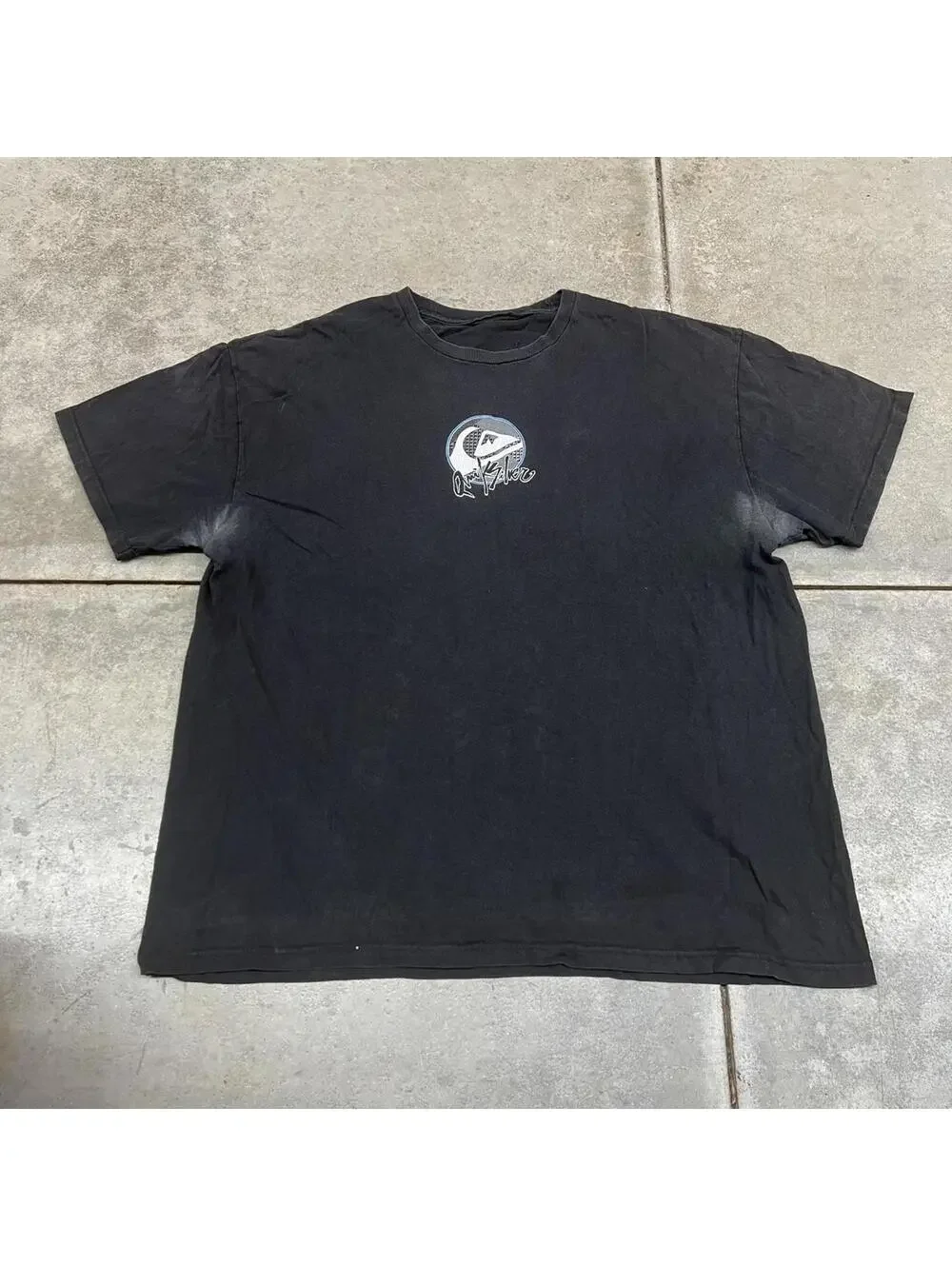 vintage quiksilver faded black big logo skate surf brand shirt size xl